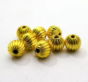 40 PCS 6MM CORRUGATED SPACER BEAD 18K GOLD PLATED NECKLACEMAKING BEAD - Picture 1 of 3
