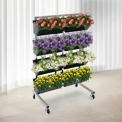 4-уровневая большая современная темно-зеленая стойка для демонстрации цветов и растений из нержавеющей стали - Изображение 1 из 4