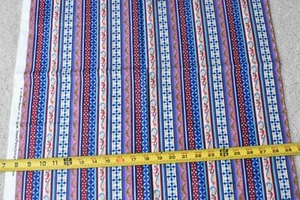 26" Long, Fancy Pink Blue & Tan Stripes Quilt Cotton, Quilting Treasures, P8396 - Picture 1 of 6