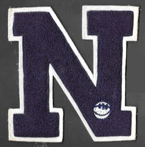 CHENILLE FELT PATCH VARSITY LETTERMAN 6.25" LETTER N NAVY BLUE WHITE BASKETBALL - Picture 1 of 1