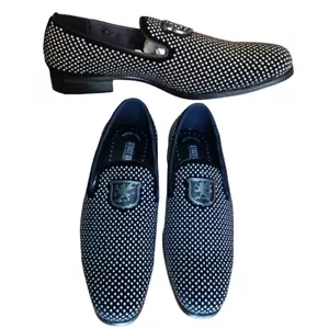 Stacy Adams Mens Dress Shoes Size 9 Swagger Black Silver Prom Formal Party - Picture 1 of 7