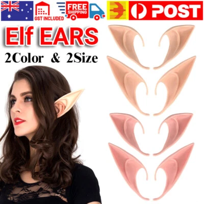 1 Pair Rubber Elf Ears Fairy Elven Pixie Hobbit Demon Halloween Costume Cosplay - image 1 of 4