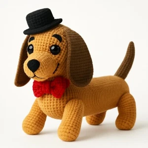 Solo patrón amigurumi de ganchillo | Peluche artesanal para perro salchicha tejido para mascotas - Imagen 1 de 1