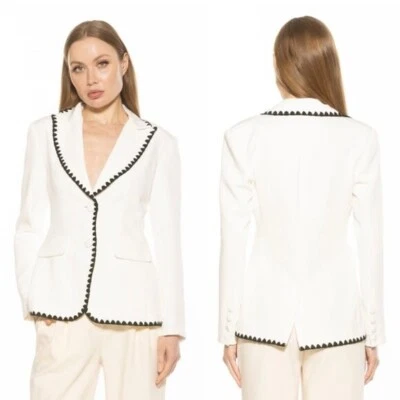 Новый с Ярлыками ALEXIA ADMOR $229 Jessilyn трубки вышивка отделки блейзер в слоновой кости размер 2 - Изображение 1 из 4