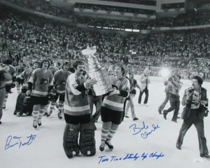Bobby Clarke/Bernie Parent HOF Autographed/Inscribed 16x20 Photo Flyers JSA - Bild 1 von 4