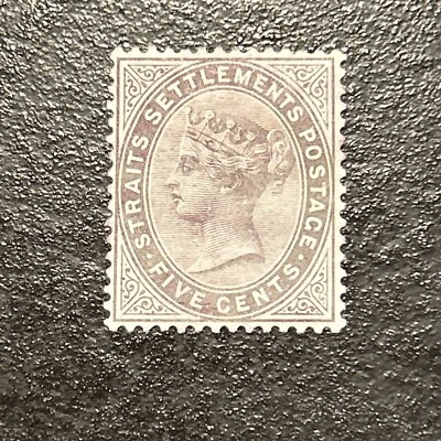 Straits Settlements Scott #38, Queen Victoria 5 Cent Mint Hinged Original Gum - Image 1 of 3