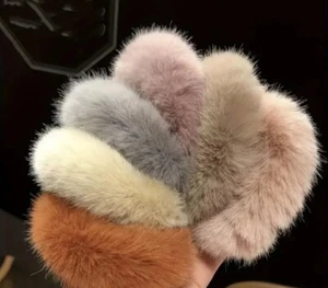 6 Fluffy Faux Fur Hair Scrunchies Anti Tangle Hair Bands UK Stock + Tracked Post - Picture 1 of 12