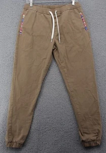 Wowie Rambler Pants Men Medium Joggers Khaki Aztec Pockets Drawstring Stretch - Picture 1 of 13