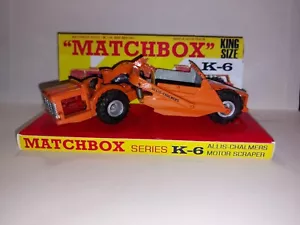 MATCHBOX KING SIZE No6 ALLIS CHAMBERS MOTOR SCRAPER ,CODE 3,+ STAND ,NICE - Picture 1 of 9