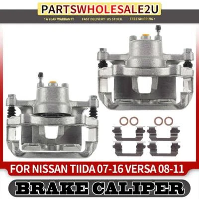 Pinzas de freno delanteras izquierda y derecha 2 piezas con soporte para Nissan Versa 09-11 Tiida 07-16 Foto 1 de 4