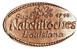 Penny piatto pressato allungato fiore di magnolia Natchitoches Louisiana dal 1714 - Foto 1 di 4