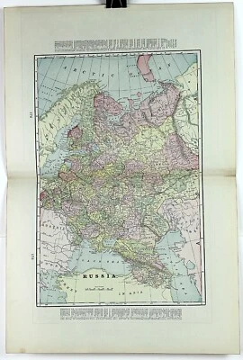 Mapa de Rusia en Asia años 1890 litografía a todo color 14,5 x 22 Foto 1 de 4