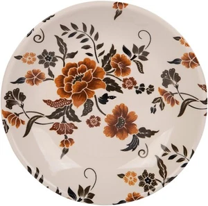 9.5"D Orange Flower Design Round Pasta Bowl Set of 6 Made in Portugal - Picture 1 of 2