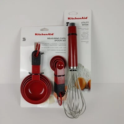 Kitchenaid 4 Measuring Cups & 5 Spoons & Utility Whisk HERA Empire Red 10 Set - Image 1 of 4