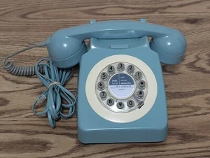 Festnetztelefon Französisch Blau 60er Dreh Design Drucktaster Blau Retro 746 / - Bild 1 von 12