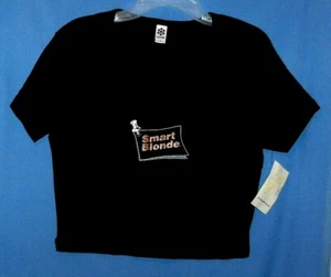 Smart Blonde Black/Brass,Short Sleeve Scoop Neck Crop Top Shirt,Size Large-NWT - Picture 1 of 8