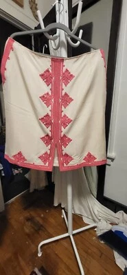 ¿Seda Oscar De La Renta vintage? Falda trenzada Off White & Pink 18 Foto 1 de 4