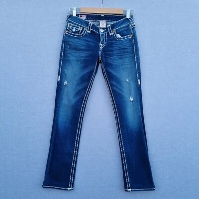 True Religion Womens Billy Super T Jeans Sz W 26 L29 BLUE DENIM THICK STITCHING - Image 1 of 4