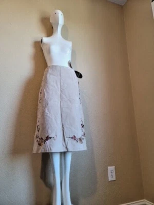 Nuevo con etiquetas Defecto Gamuza Genuina Gruesa Talla L Neutra Midi Falda Forrada Interior Western Embr Foto 1 de 4