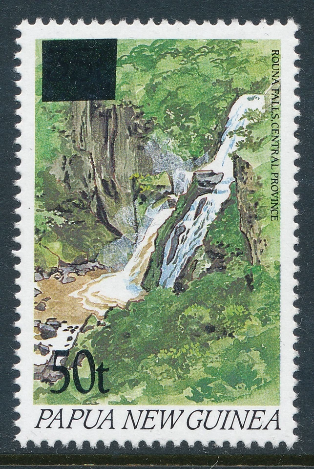 Papúa Nueva Guinea 1994 50t en 35t Rouna Waterfalls sobreimpresión fina como nueva casi nueva Foto 1 de 1