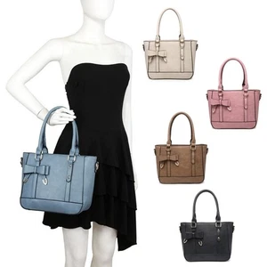 Bolso de Mano Boutique Pequeño Mujer Imitación Cuero Cinturón y Pajarita Deco Bolso de Hombro - Imagen 1 de 22