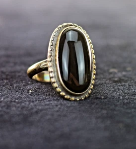 Black Onyx  Gemstone 925 Sterling Silver Handmade SIZE 6.5 / 7 - Picture 1 of 5