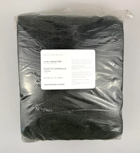 Pottery Barn Rustic Chenille Curtain Panel 3-in-1 Pole Top 50x96 Forest Green - Picture 1 of 7