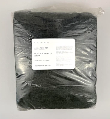 Pottery Barn Rustic Chenille Curtain Panel 3-in-1 Pole Top 50x96 Forest Green - Image 1 of 4