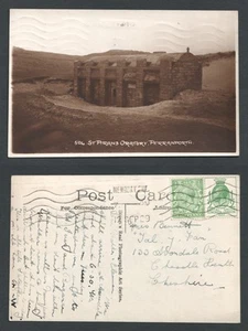 Máquina Newquay 1929 KGV PUC cancelación. Postal RPPC St Pirans Oratory Perranporth - Imagen 1 de 3