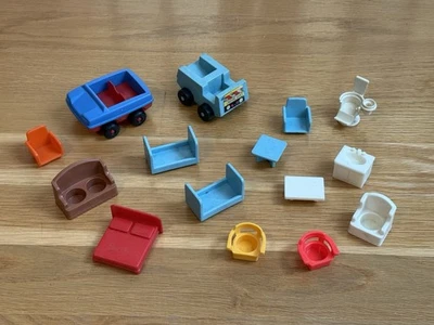 Винтажный смешанный лот товаров Playskool Block People автомобили и фигурки Fisher Price Little People - Изображение 1 из 4