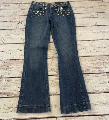 Pantalones de mezclilla Boom Boom Bootcut pierna acampanada talla 7 hippie boho para mujer Y2K occidentales Foto 1 de 4
