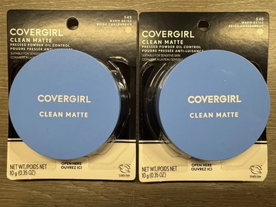 2 CoverGirl Clean Matte Pressed Powder Warm Beige 545 SEALED - Image 1 of 3