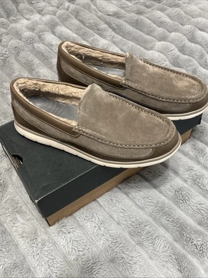 UGG Fascot Dark Fawn Leather Suede Fur Slippers Mens Size 9 With Box - Image 1 of 4