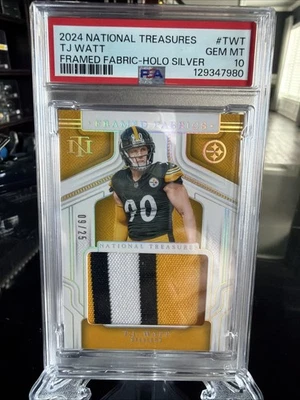 2024 National Treasures TJ Watt Framed Fabrics 9/25 PSA 10 - Image 1 of 2
