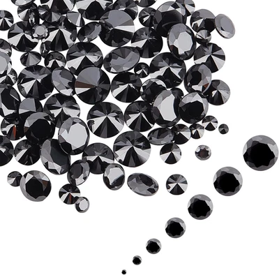 140 un. Piedra de circonita cúbica 7 tamaños cabujones de circonita negra diamantes de imitación facetados  Foto 1 de 4
