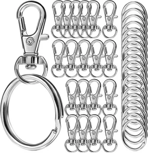 LEOBRO Keychains, 40PCS Key Rings and Keychain Clip, Chain Ring Silver  - Picture 1 of 9