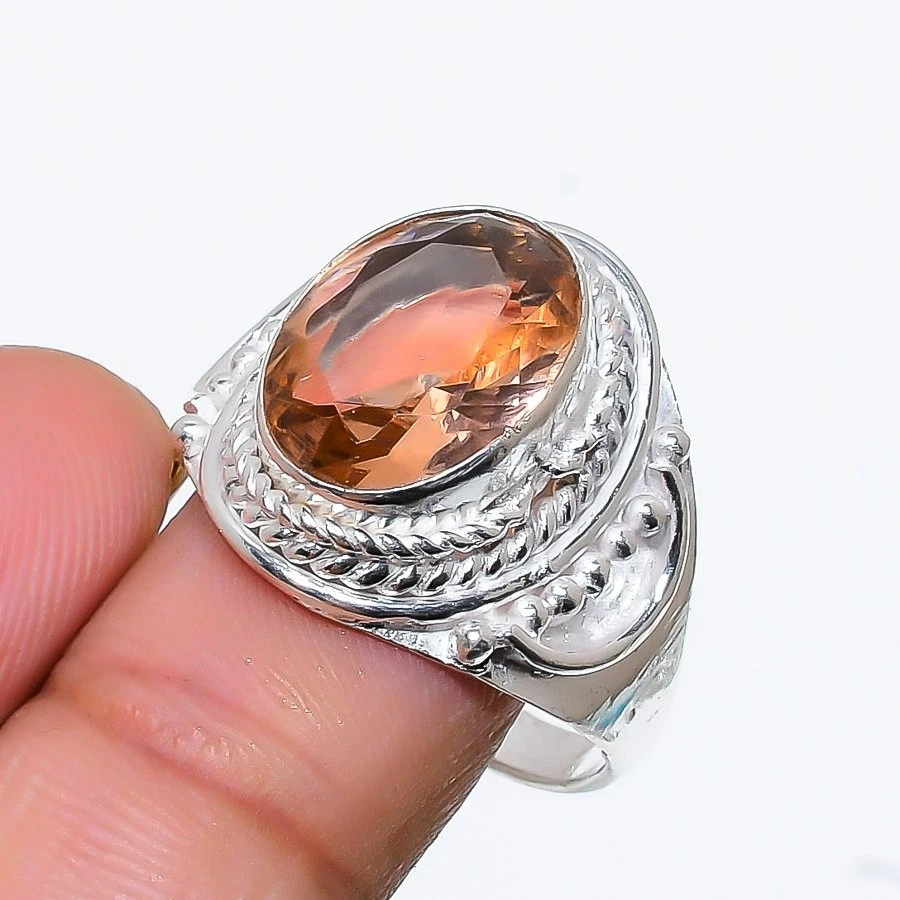 Peach Morganite Gemstone 925 Sterling Silver Jewelry All Size Ring For Gift - Image 1 of 1