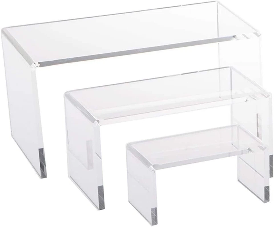 6 PC Medium Size Clear Acrylic Jewelry Display Risers Showcase Fixtures Bakery