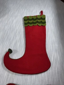 Crate & Barrel Tidings Red Green Circles Wool Christmas Stocking Retired - Picture 1 of 5