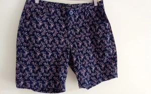 Lee Blue Floral Shorts Women's Lee Navy Blue Pink Floral Cotton Shorts 10 Petite - Picture 1 of 5