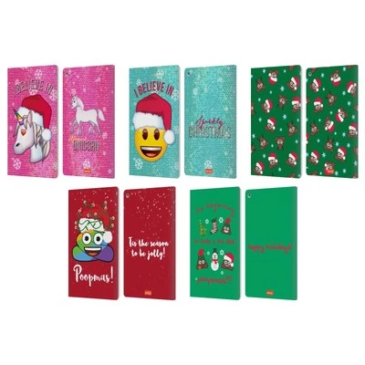 OFFICIAL emoji® CHRISTMAS LEATHER BOOK WALLET CASE COVER FOR AMAZON FIRE - Image 1 of 4