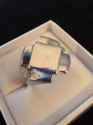 Thick Heavy Size 9 Hand-Casted Sterling 925 Ring Hammered 11.5g Signet Knuckle - Image 1 of 4