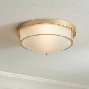 Possini Euro Encina 13" Wide Gold and Frosted Glass Ceiling Light - Picture 1 of 7