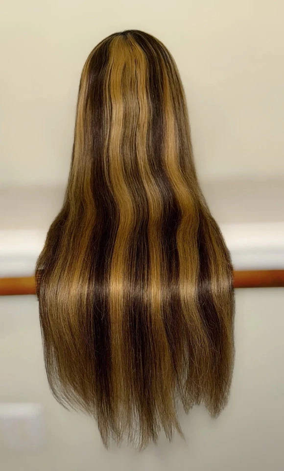 Beautiful,30 Inch,100% Human Hair,Straight texture,Brown & Blond Highlights,Wig - Image 1 of 4