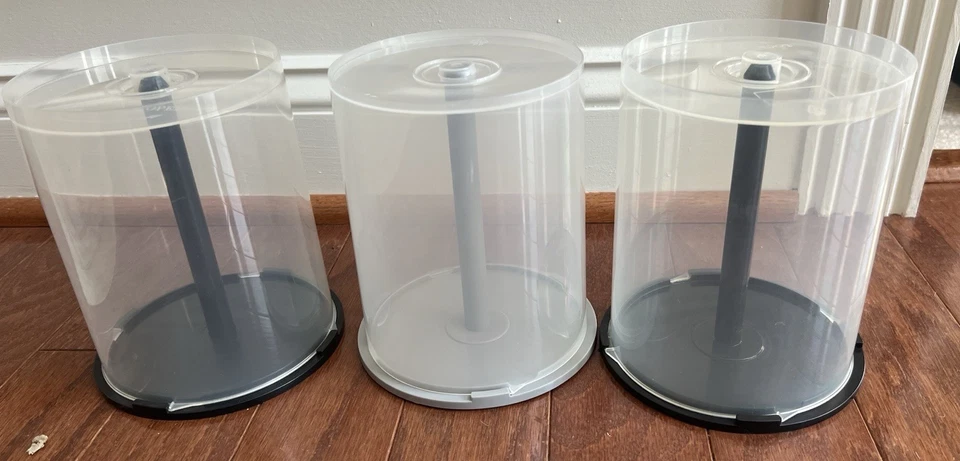 (3) Empty CD DVD Blu-Ray Spindle Cake Box Storage Container Hold 100 Discs 🔥 - Image 1 of 1