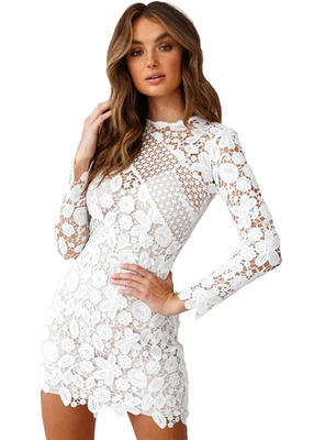 Mini Vestido Selfie Leslie Reinhart Blanco Encaje Coqueta Ángel Transparente Hada XS Foto 1 de 4