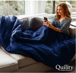 Quility Weighted Blanket for Adults with Cover (12 LB 48 x 72) Blue - Picture 1 of 6