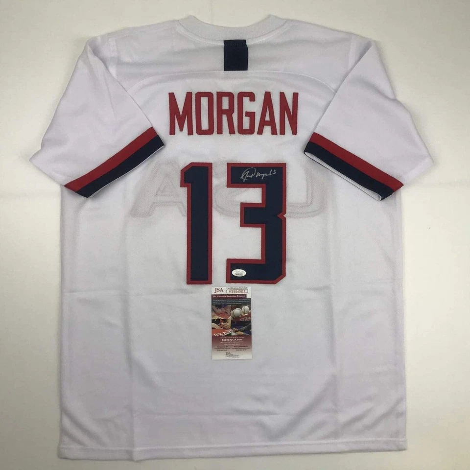 Camiseta Autografiada/Firmada Alex Morgan Blanco Equipo de Fútbol Copa Mundial de Estados Unidos Certificado de Autenticidad JSA Foto 1 de 4