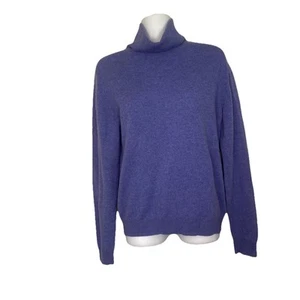 Griffen 100% Cashmere Wool turtleneck Purple Long Sleeve tight Knit - Picture 1 of 9