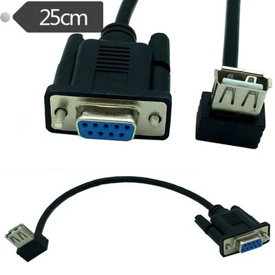 RS232 DB9 Female To USB 2.0 A Female Serial Cable Adapter Converter 8" Inch 25Cm - Image 1 of 4
